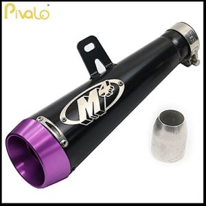 Pivalo 51mm Inlet Long Grenade Launcher Shape Muffler Silencer with Explosion Fire Shot Sound for Scooter and Motorbike (Purple Tail)