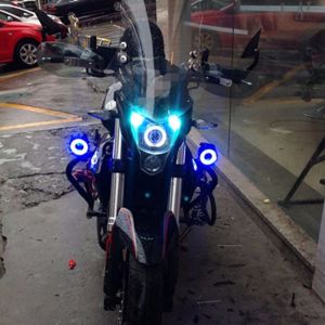 U7 LED High/Low Beam Fog Light with Flashing Blue Angle Eyes - 2 Pcs Set