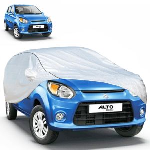 Pivalo Car Cover for Alto 800 All Model & Years (2000-2023) 100% Waterproof with Mirror Pockets, Triple Stitched Bottom Elastic Dustproof Full Body Protection (Heat & UV Resistant, Silver)